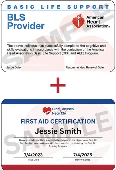 American Heart Association BLS and First Aid certification card